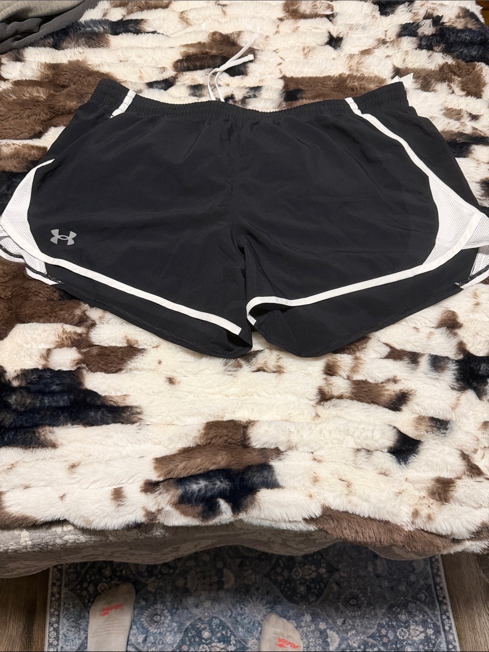 Under Armour Black Athletic Shorts with White Piping